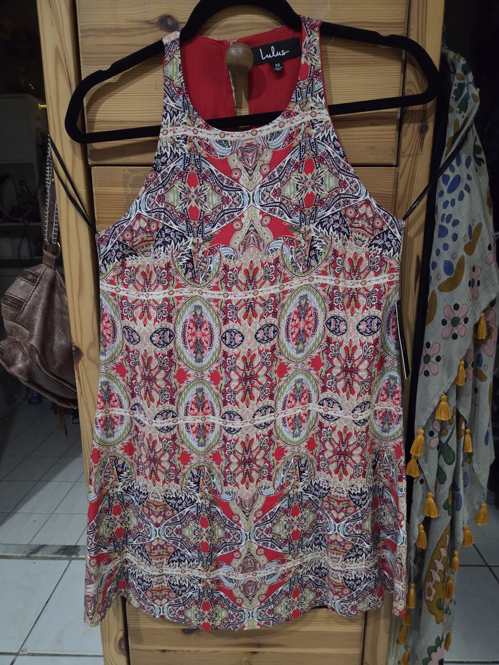 Lulu's Red Multicolor Mini Dress NWT